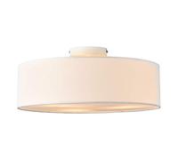 lux.pro Lampada da Soffitto con Paralume Cilindrico Rivestito in Tessuto Traslucido Plafoniera Rotonda AxØ 12x45 cm con 3 Fonti Luce per Soggiorno Sala Camera da Letto - Bianco