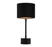 lux.pro Lampada da Tavolo con Paralume Cilindrico in Flanella Ø 18 cm Abat Jour da Lettura Comodino Scrivania Altezza 39 cm per Soggiorno Camera da Letto - Nero