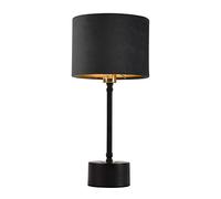 lux.pro Lampada da Tavolo con Paralume Cilindrico in Flanella Ø 18 cm Abat Jour da Lettura Comodino Scrivania Altezza 39 cm per Soggiorno Camera da Letto - Nero/Grigio