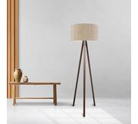 lux.pro Lampada da Terra a Treppiede Alta 140 cm Piantana Tripode con Paralume Cilindrico Design Moderno per Soggiorno Camera da Letto Angolo Lettura - Marrone Chiaro