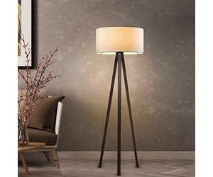 lux.pro Lampada da Terra a Treppiede Alta 140 cm Piantana Tripode con Paralume Cilindrico Design Moderno per Soggiorno Camera da Letto Angolo Lettura - color Crema