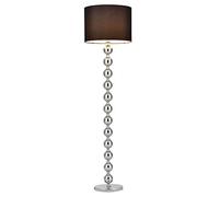 lux.pro Lampada da Terra Alta 155 cm Lampada a Stelo con Sfere Decorative Piantana con Paralume Cilindrico in Tessuto Nero