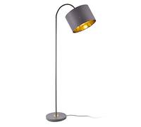 lux.pro Lampada da Terra Alta 173 cm Lampada a Stelo Curvo con Paralume Orientabile - Piantana con Abat-jour Cilindrico in Tessuto - Grigio