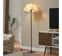 lux.pro Lampada da Terra Piantana a Stelo Diritto con Paralume a Cono Ondulato Lampada da Lettura Alta 153 cm Design Elegante per Soggiorno Salotto - Nero/Bianco