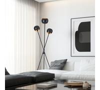 lux.pro Lampada da Terra Piantana Tripode Alta 161 cm Lampada a Treppiede in Metallo con 3 Paralumi Sferici Luce Diretta Verso Alto - Nero
