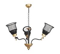 lux.pro Lampadario a 3 Bracci con Paralumi Reticolati e Regolabili in Verticale - Lampada da Soffitto in Metallo - Nero/color Oro Anticato