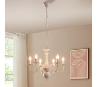 lux.pro Lampadario a Sospensione Vintage Bianco in Metallo Lampada da Soffitto con 6 Bracci Curvi per Lampadine E14 Stile Shabby Chic Rustico Elegante