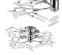 [lux.pro] Plafoniera Moderna a 4 Bracci Lampada da Soffitto Senza Paralume Lampadario in Metallo con Cristalli Artificiali