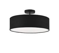 lux.pro Plafoniera Rotonda a 3 Fonti di Luce Lampada da Soffitto con Paralume Cilindrico in Tessuto Organza Nero Lampada per Salotto Camera da Letto