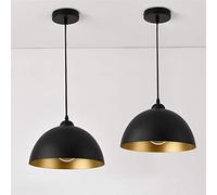 lux.pro Set di 2 Lampade a Sospensione con Paralumi Emisferici Ø 30 cm in Metallo Lampade da Soffitto con Lunghezza Regolabile per Cucina Sala Soggiorno - Nero/Oro