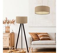 lux.pro Set di 2 Lampade Composto di 1 Piantana Tripode - Lampada da Terra e 1 Lampadario - Lampada a Sospensione con Paralumi di Forma Cilindrica in Tessuto - Beige