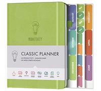 LUX Productivity - Best UNDATED A5 Planner & Diary per il 2021 - Organizzatore di vita con orari giornalieri e diari riflettenti (verde lime)