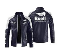 Luxaros Giacca Moto Uomo Bu-ell, Giubbino Pelle Uomo Antivento, Jacket da Touring Resistenti al Freddo, Uomo(Cyan,XL)