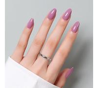 Luxbon Almond Press On Nails Short con colla per unghie No-Cure e kit di strumenti - Punte per unghie a mandorla, punte in gel morbido, set di 25-30 pezzi, unghie finte riutilizzabili, viola