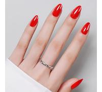 Luxbon Chrome Press On Nails con colla per unghie No-Cure e kit di strumenti - Punte in gel morbido per mandorle corte 25-30 pezzi, unghie finte riutilizzabili, rosso