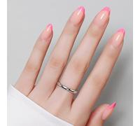 Luxbon French Tip Press On Acrylic False Nails Short Almond con colla per unghie no-cure e kit di strumenti - Colla sulle unghie Soft Gel Tips 25-30pcs Full Size Set, Hot Pink