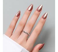 Luxbon Short Almond Press On Nails con colla per unghie No-Cure e kit di strumenti - Durable Press On Nails Cat Eye Soft Gel Tips 25-30pcs Full Size Set, unghie finte riutilizzabili, Rosy