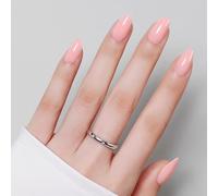 Luxbon Short Durable Almond Press Su Unghie Acriliche Con Colla Per Unghie No-Cure e Kit Di Strumenti - Colla Sulle Unghie Soft Gel Tips 25-30pcs Full Size Set, Chrome Nude