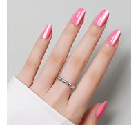 Luxbon Short Press On Nails con colla per unghie No-Cure e kit di strumenti - Punte in gel morbido arrotondate Cat Eye 25-30 pezzi, unghie finte riutilizzabili, ciliegia