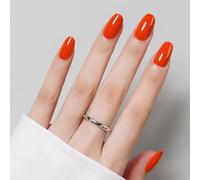 Luxbon Short Rounded Soft Gel Press On Nails con colla per unghie No-Cure e kit di strumenti - Colla sulle punte delle unghie 25-30 pezzi, unghie finte acriliche riutilizzabili, rosso