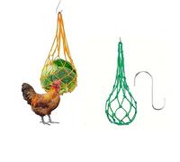 LUXBUT Chicken Hanging Feeder Vegetable String Bag Poultry Fruit Holder Chicken Cabbage Feeder Treat Feeding Tool with Hook for Hen Goose Duck Coop Toy