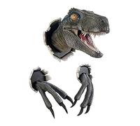 LUXBUT Velociraptor Statue Dinosaur Wall Mounted Head SculptureEasy to Hang Dino Wall Art Faux Dinosaurs Decor Bust Hand Painted Raptor Bust 3D Realistic Dinosaur Statue Art Ornaments (Blue)