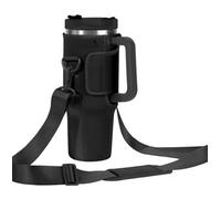 LUXBUT Water Bottle Carrier Bag Compatible with Stanley 40oz Tumbler with Handle Water Bottle Holder with Adjustable Shoulder Strap for Hiking Travelling Camping (Black for 40oz)