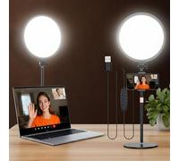 LUXCEO Key Light, luce video a LED con treppiede da tavolo, 10 W, 3000 - 6000 K, dimmerabile, per streaming video TikTok YouTube e conferenze, videochiamate, webcam, home office, 7", set di luci per