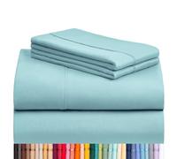 LuxClub Set di lenzuola per letto king size, con angoli profondi, 45,7 cm, senza pieghe, lavabili in lavatrice, biancheria da letto da hotel, morbide come la seta, 4 pezzi, colore: acqua