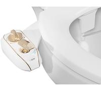 LUXE Bidet, NEO 320 Plus, attacco bidet brevettato per WC, cerniere innovative da pulire, installazione scorrevole, autopulente a 360°, caldo, doppio ugello, lavaggio posteriore e anteriore, oro