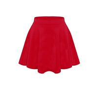 LUXE DIVA Gonna svasata a vita alta da bambina, mini tutù elasticizzato, per la scuola, 5-14 anni, Rosso, 9-10 Anni