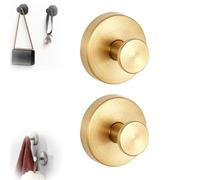 Luxe Hold No-Drill Hooks, Luxe Hold No Drill Wall Hooks, Upgraded Suction Cup Hooks, Stainless Steel Suction Cup Hooks , Waterproof Suction Cup Hooks, for Shower, Bathroom, Hanging Towels(Gold,2PCS)