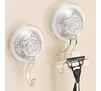 Luxear 2 Pezzi Ganci a Ventosa Bagno Porta Rasoio Ganci Bagno Riutilizzabili Montaggio Parete Potenti Impermeabili, Multiuso per Bagno Cucina Casa Stoccaggio