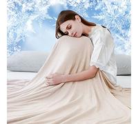 Luxear Coperta Estiva Refrigerante Letto, Arc-Chill 3.0 Q-Max>0.5 Cooling Blanket Coperta Rinfrescante per l'estate, Tessuto Traspirante Leggera e Fresca per Divano Letto Viaggi 200x220cm, Beige
