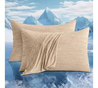 Luxear Federa di Raffreddamento Arc-Chill, 40x80 cm Giappone Arc-Chill Q-Max>0,5 Fibra di Raffreddamento Federa Estiva Super Morbida Antistatico e Traspirante Beige 2 Pack