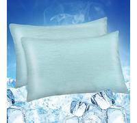 Luxear Federa di Raffreddamento Arc-Chill, 50x80cm Giappone Arc-Chill Q-Max>0,5 Fibra di Raffreddamento+100% Cotone Federa Estiva Super Morbida Antistatico e Traspirante Verde 2 Pack