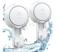 Luxear Ganci a ventosa, potenti ganci per doccia, resistenti, impermeabili, con ventosa per bagno, cucina, accappatoi, ganci rimovibili e riutilizzabili per borse e cappotti (confezione da 2)