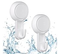 Luxear Ganci Ventosa Bagno 2 Pezzi Gancio Ventosa Senza Foratura per Asciugamani, Gancio Appendini, Appendi Aaccappatoio Resistenti per Cucina Bagno Parete Doccia Vetro Piastrelle, Bianco