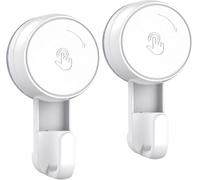 Luxear Ganci Ventosa Bagno 2 Pezzi, Senza Foratura e Senza Ruggine Gancio a Ventosa per Piastrelle, Appendino da Doccia Super Portante da 5KG per Cucina Parete Doccia Vetro Piastrelle, Bianco