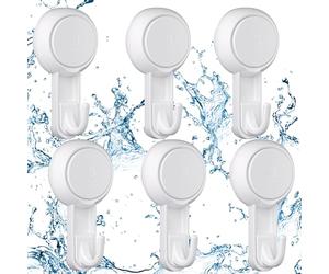 Luxear Ganci Ventosa Bagno 6 Pezzi Gancio Ventosa Senza Foratura per Asciugamani, Gancio Appendini, Appendi Aaccappatoio Resistenti per Cucina Bagno Parete Doccia Vetro Piastrelle, Bianco