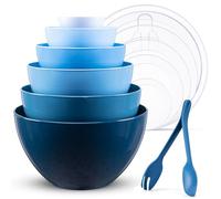 Luxear Grandi Ciotole Plastica Impilabili con Coperchio 0.2-6.5L, Bowl Mescolare per Cucinare, Conservare, Cuocere al Forno, Frutta, Insalate, Microonde, Lavastoviglie, Congelatore, Set da 6