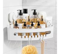 Luxear Mensola Angolare Senza Foratura, Impermeabile Doccia con Ventosa, Accessori Bagno con Aperture di Drenaggio per Shampoo/Gel, Cucina Resistente agli Oli