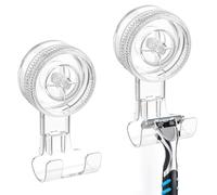 Luxear Porta Rasoio Doccia Ventosa Senza Foratura, Supporto per Rasoio da Parete 2 Pezzi, Impermeabile e Riutilizzabile Ganci Ventosa per Rasoi, Porta Rasoio per Rasoio, Bagno, Cucina, Carico 3KG