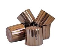 LuxéArt - Set di 6 stampi scanalati 4,7 cm, copertura in rame. Utensile da cucina e da forno. Ideale per buongustai e professionisti. Libretto digitale 5 ricette GRATUITO