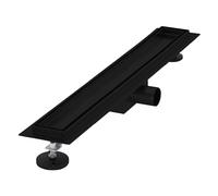 LuxeBath Canaletta per Doccia 60 cm 2 in 1 Drenaggio Piastrellabile in Acciaio Inossidabile Nero Canalina Scarico a Pavimento per Bagno Set Completo di Fissaggio Sifone a Canale con Filtro per Capelli
