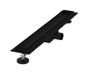 LuxeBath Canaletta per Doccia 60 cm 2 in 1 Drenaggio Piastrellabile in Acciaio Inossidabile Nero Canalina Scarico a Pavimento per Bagno Set Completo di Fissaggio Sifone a Canale con Filtro per Capelli