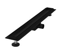 LuxeBath Canaletta per Doccia 70 cm 2 in 1 Drenaggio Piastrellabile in Acciaio Inossidabile Nero Canalina Scarico a Pavimento per Bagno Set Completo di Fissaggio Sifone a Canale con Filtro per Capelli