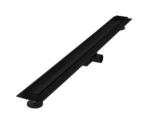 LuxeBath Canaletta per Doccia 90 cm 2 in 1 Drenaggio Piastrellabile in Acciaio Inossidabile Nero Canalina Scarico a Pavimento per Bagno Set Completo di Fissaggio Sifone a Canale con Filtro per Capelli