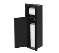 LuxeBath Modulo Armadio da Incasso Bagno 60x20x14 cm in Acciaio Inox Nero | Modulo con Porta Carta Igienica Piastrellabile, Mensola Portaoggetti a Muro, Mobile Salvaspazio per Hotel o Casa