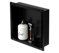 LuxeBath Nicchia a Parete senza Bordo in Acciaio Inossidabile 30x30x10 cm Nero Nicchia da Muro senza Cornice per Bagno Ripiano da Incasso senza Telaio per Doccia Contenitore per Utensili da Bagno